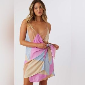 Marlo Beige Multi Print Wrap Dress | Small